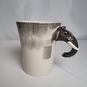 Pier 1 Imports Stoneware 3D Elephant Hand Painted Coffee Mug
